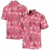 Hot Sale 🥰 Unbranded Men's Wes & Willy Crimson Indiana Hoosiers Vintage Floral Button-Up 👕 Shirt 😀