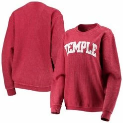 Top 10 😀 Unbranded 👩 Women's Pressbox Crimson Temple Owls Comfy Cord Vintage Wash Basic Arch Pullover Sweatshirt 🛒