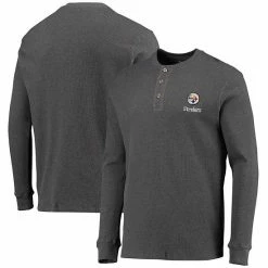 Top 10 🧨 Unbranded Men's Dunbrooke Heathered Gray Pittsburgh Steelers Logo Maverick Thermal Henley Long Sleeve T-Shirt ❤️