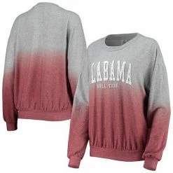Promo 😉 Unbranded 👩 Women's Gameday Couture Crimson/Gray Alabama Crimson Tide Slow Fade Hacci Ombre Pullover Sweatshirt ✔️