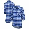 Cheap 🧨 Unbranded 👩 Women's Concepts Sport Blue/Black Detroit Lions Mainstay Flannel Full-Button Long Sleeve Nightshirt 😀