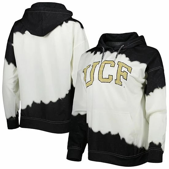 New 🛒 Unbranded 👩 Women's Gameday Couture White/Black UCF Knights For The Fun Double Dip-Dyed Pullover Hoodie 🎉