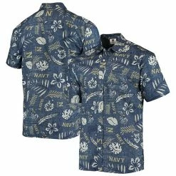 Best Sale 🌟 Unbranded Men's Wes & Willy Navy Navy Midshipmen Vintage Floral Button-Up 👚 Shirt 🔥