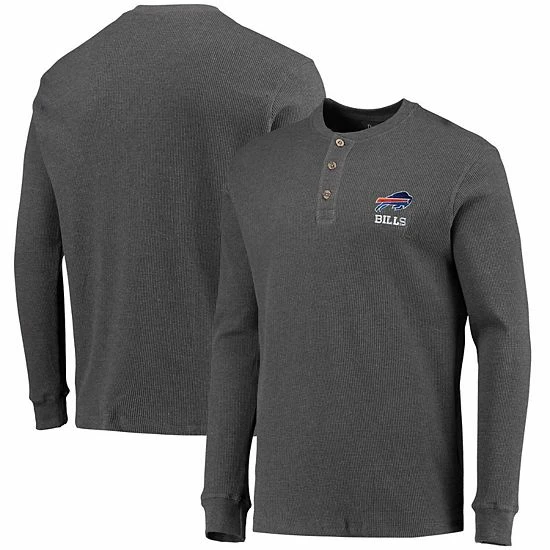 Best deal ๐ Unbranded Men's Dunbrooke Heathered Gray Buffalo Bills Logo Maverick Thermal Henley Long Sleeve T-Shirt ๐ - Image 2