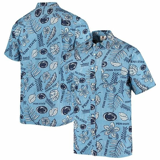 Hot Sale 👏 Unbranded Men's Wes & Willy Light Blue Penn State Nittany Lions Vintage Floral Button-Up 👕 Shirt 😀 - Image 2
