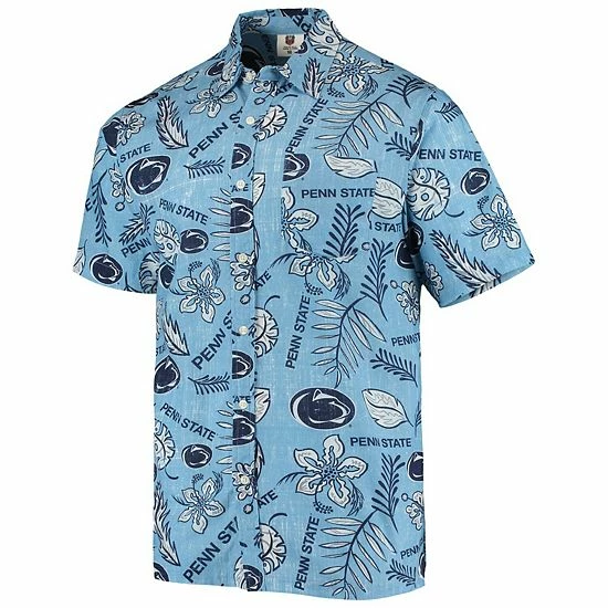 Hot Sale 👏 Unbranded Men's Wes & Willy Light Blue Penn State Nittany Lions Vintage Floral Button-Up 👕 Shirt 😀 - Image 3