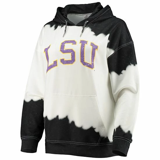 New 🛒 Unbranded 👩 Women's Gameday Couture White/Black LSU Tigers For The Fun Double Dip-Dyed Pullover Hoodie ✔️ - Image 3