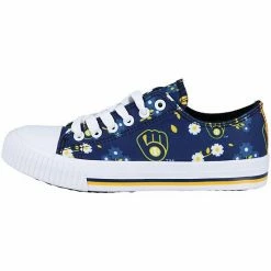 Discount ⌛ Unbranded 👩 Women's FOCO Navy Milwaukee Brewers Flower Canvas Allover 👟 Shoes 🧨