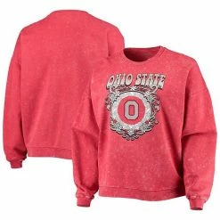 Top 10 🛒 Unbranded 👩 Women's ZooZatz Scarlet Ohio State Buckeyes Garment Wash Oversized Vintage Pullover Sweatshirt 👏