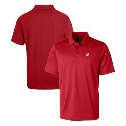 New ✨ Unbranded Men's Cutter & Buck Red Wisconsin Badgers Prospect Textured Stretch DryTec Polo 🥰