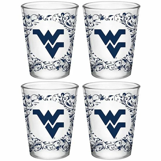 Best Pirce ❤️ Unbranded West Virginia Mountaineers 4-Pack 1.5oz. Floral Shot Glass Set 🥰