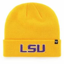 Outlet ✔️ Unbranded Men's '47 Gold LSU Tigers Raised Cuffed Knit Hat 🔥
