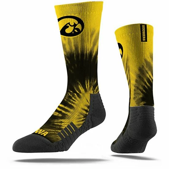 New 💯 Unbranded Men's Strideline Iowa Hawkeyes Tye Dye Crew 🧦 Socks ⭐