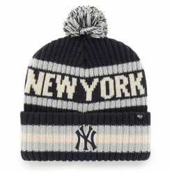 Brand new 🎉 Unbranded Men's '47 Navy New York Yankees Bering Cuffed Knit Hat With Pom ⌛