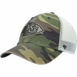 New 🎁 Unbranded Men's '47 Camo Kansas City Chiefs Branson Clean Up Trucker Hat 😀