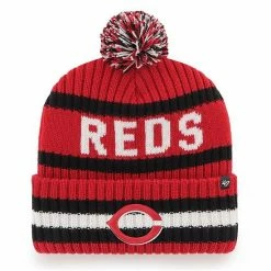 Buy 🤩 Unbranded Men's '47 Red Cincinnati Reds Bering Cuffed Knit Hat With Pom 🧨