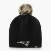 Promo 🔥 Unbranded 👩 Women's '47 Black New England Patriots Serengeti Beanie Hat With Pom 😍