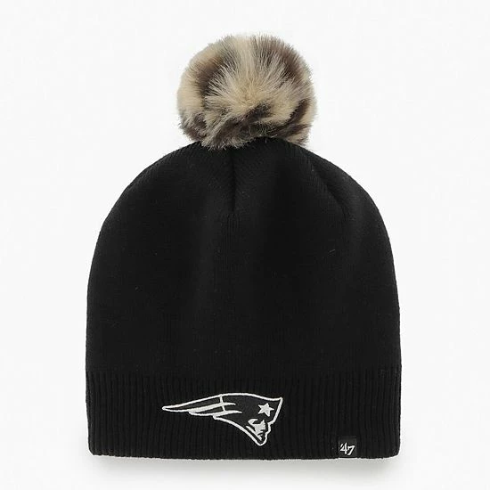 Promo 🔥 Unbranded 👩 Women's '47 Black New England Patriots Serengeti Beanie Hat With Pom 😍
