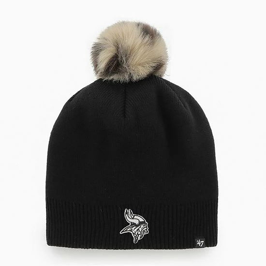 Deals โค๏ธ Unbranded ๐ฉ Women's '47 Black Minnesota Vikings Serengeti Beanie Hat With Pom ๐งจ