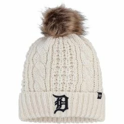 Best Sale 🛒 Unbranded 👩 Women's '47 Cream Detroit Tigers Meeko Cuffed Knit Hat With Pom 🥰