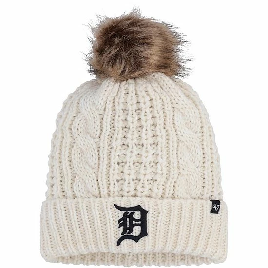 Best Sale ๐ Unbranded ๐ฉ Women's '47 Cream Detroit Tigers Meeko Cuffed Knit Hat With Pom ๐ฅฐ