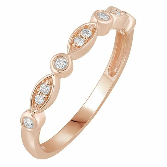 Buy 👍 Unbranded 10k Gold 1/10 Carat T.W. Diamond Stackable Band Ring Pink ✔️ - Image 3