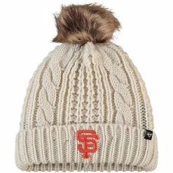 Flash Sale 😍 Unbranded 👩 Women's '47 Cream San Francisco Giants Meeko Cuffed Knit Hat With Pom 🔥