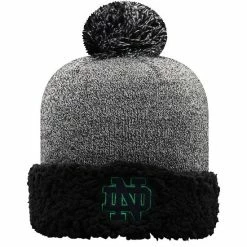 Brand new 🧨 Unbranded 👩 Women's Top Of The World Black Notre Dame Fighting Irish Snug Cuffed Knit Hat With Pom 🔥