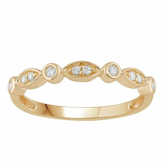 Buy 👍 Unbranded 10k Gold 1/10 Carat T.W. Diamond Stackable Band Ring Pink ✔️ - Image 5