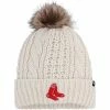 Best Sale 🎉 Unbranded 👩 Women's '47 Cream Boston Red Sox Meeko Cuffed Knit Hat With Pom 👍