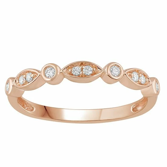 Buy 👍 Unbranded 10k Gold 1/10 Carat T.W. Diamond Stackable Band Ring Pink ✔️ - Image 6