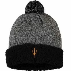 Promo ⭐ Unbranded 👩 Women's Top Of The World Black Arizona State Sun Devils Snug Cuffed Knit Hat With Pom 🧨
