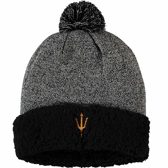 Promo โญ Unbranded ๐ฉ Women's Top Of The World Black Arizona State Sun Devils Snug Cuffed Knit Hat With Pom ๐งจ