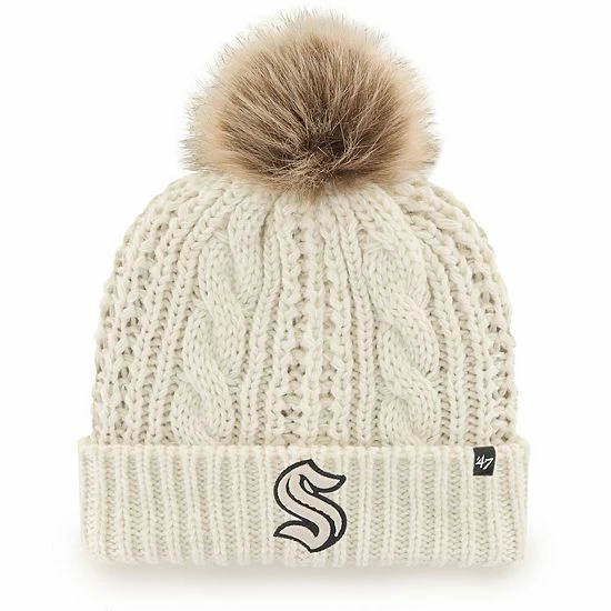 Budget ๐ Unbranded ๐ฉ Women's '47 White Seattle Kraken Meeko Cuffed Knit Hat With Pom ๐คฉ