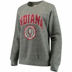 New ❤️ Unbranded 👩 Women's Pressbox Heathered Gray Indiana Hoosiers Edith Vintage Knobi Pullover Sweatshirt 🎉