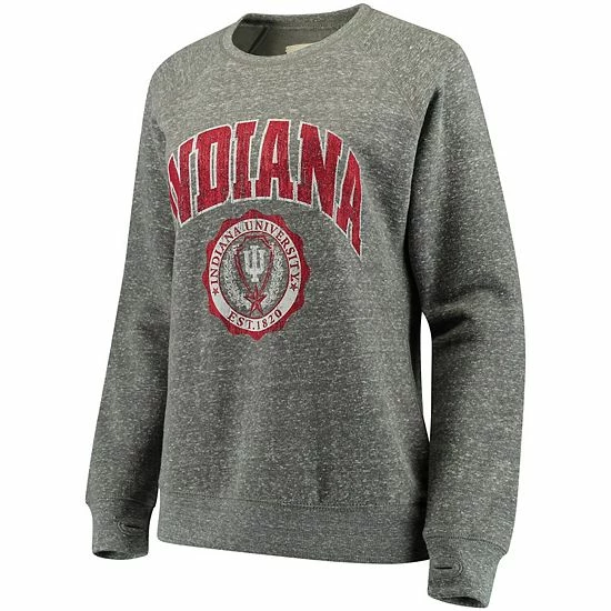 New โค๏ธ Unbranded ๐ฉ Women's Pressbox Heathered Gray Indiana Hoosiers Edith Vintage Knobi Pullover Sweatshirt ๐