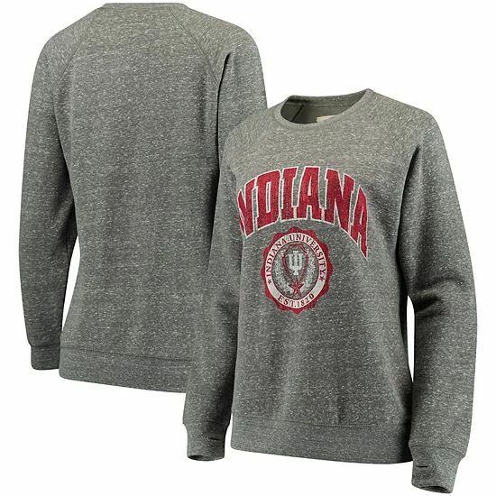 New โค๏ธ Unbranded ๐ฉ Women's Pressbox Heathered Gray Indiana Hoosiers Edith Vintage Knobi Pullover Sweatshirt ๐ - Image 2