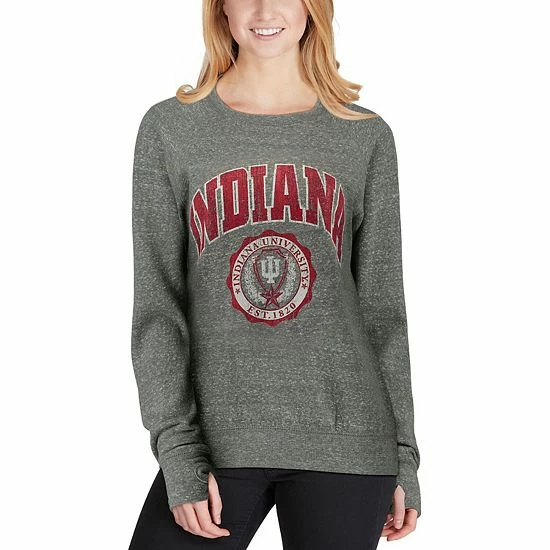 New โค๏ธ Unbranded ๐ฉ Women's Pressbox Heathered Gray Indiana Hoosiers Edith Vintage Knobi Pullover Sweatshirt ๐ - Image 5