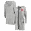 Outlet 🌟 Unbranded 👩 Women's Heathered Gray Nebraska Huskers Cuddle Soft Duster Tri-Blend Hooded Cardigan 😀