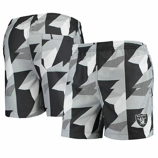 Wholesale ⭐ Unbranded Men's FOCO Black/Silver Las Vegas Raiders Geo Print Swim Trunks 🌟 - Image 2