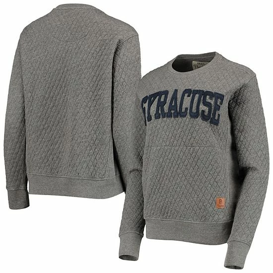 New ๐ Unbranded ๐ฉ Women's Pressbox Heathered Gray Syracuse Orange Moose Applique Quilted Pullover Sweatshirt ๐ - Image 2