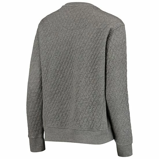 New ๐ Unbranded ๐ฉ Women's Pressbox Heathered Gray Syracuse Orange Moose Applique Quilted Pullover Sweatshirt ๐ - Image 4