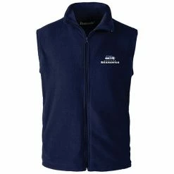 Outlet 🧨 Unbranded Men's College Navy Seattle Seahawks Houston Fleece Full-Zip Vest ⌛