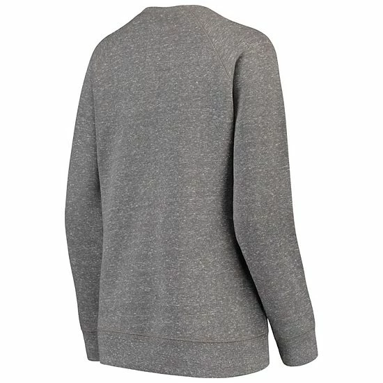 Promo ✨ Unbranded 👩 Women's Pressbox Heathered Gray Wisconsin Badgers Big Team Logo Knobi Fleece Tri-Blend Crew Neck Sweatshirt ✨ - Image 4