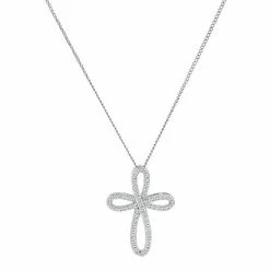 Best deal 🤩 Unbranded Sterling Silver 1/2 Carat T.W. Diamond Cross Pendant Necklace 👍