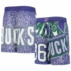 Cheap ❤️ Unbranded Youth Mitchell & Ness Purple Milwaukee Bucks Hardwood Classics Jumbotron Shorts ✔️