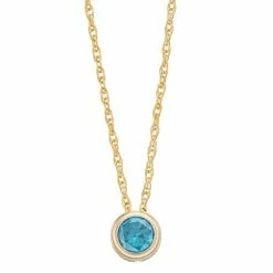 Cheapest 🤩 Unbranded Pure Gem Collection 10k Gold Lab-Created Blue Topaz Bezel Pendant Necklace 🎁