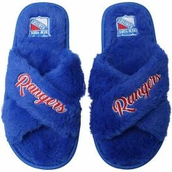 Outlet 👍 Unbranded 👩 Women's FOCO New York Rangers Script Cross Slide Slippers ❤️