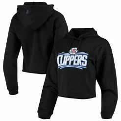 Top 10 🤩 Unbranded 👩 Women's FISLL Black LA Clippers Logo Cropped Pullover Hoodie 🌟