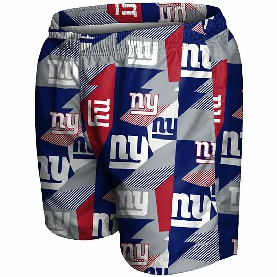 Deals 😀 Unbranded Men's FOCO Royal/Red New York Giants Geo Print Swim Trunks 🌟